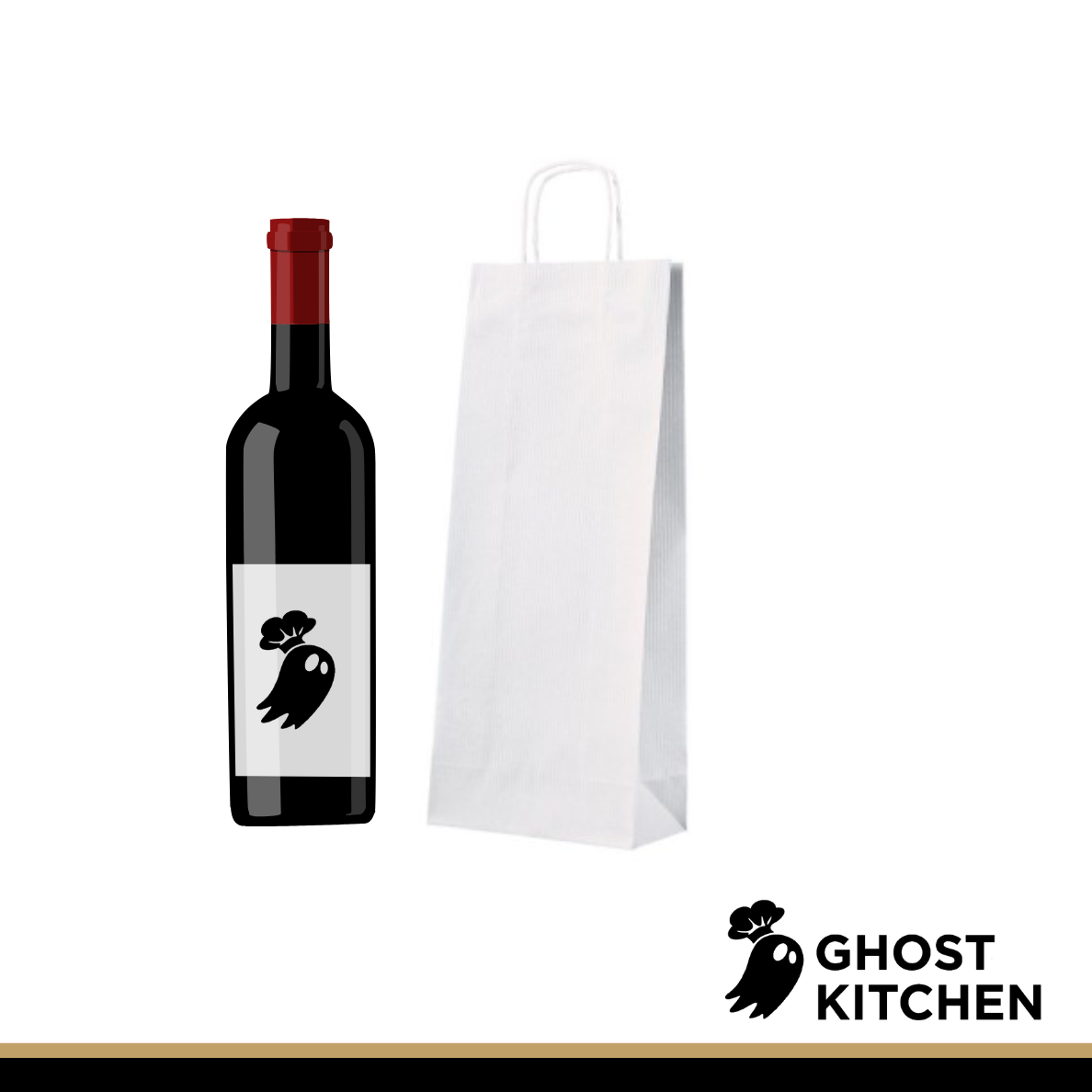 Busta vino Bianca con Manico piatto per asporto - 25 PZ - Da 0,40€