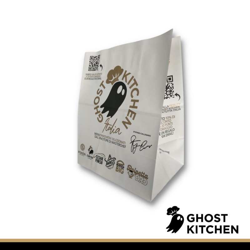 Carica immagine in Galleria, Shopper personalizzata logo Ghost Kitchen e Virtual Brand (150pz)