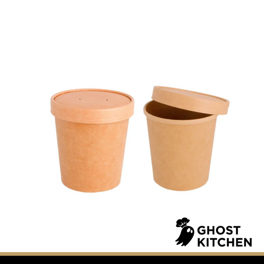 Coppa cartoncino avana con coperchio 590ml - 500 PZ - Da 0.44€